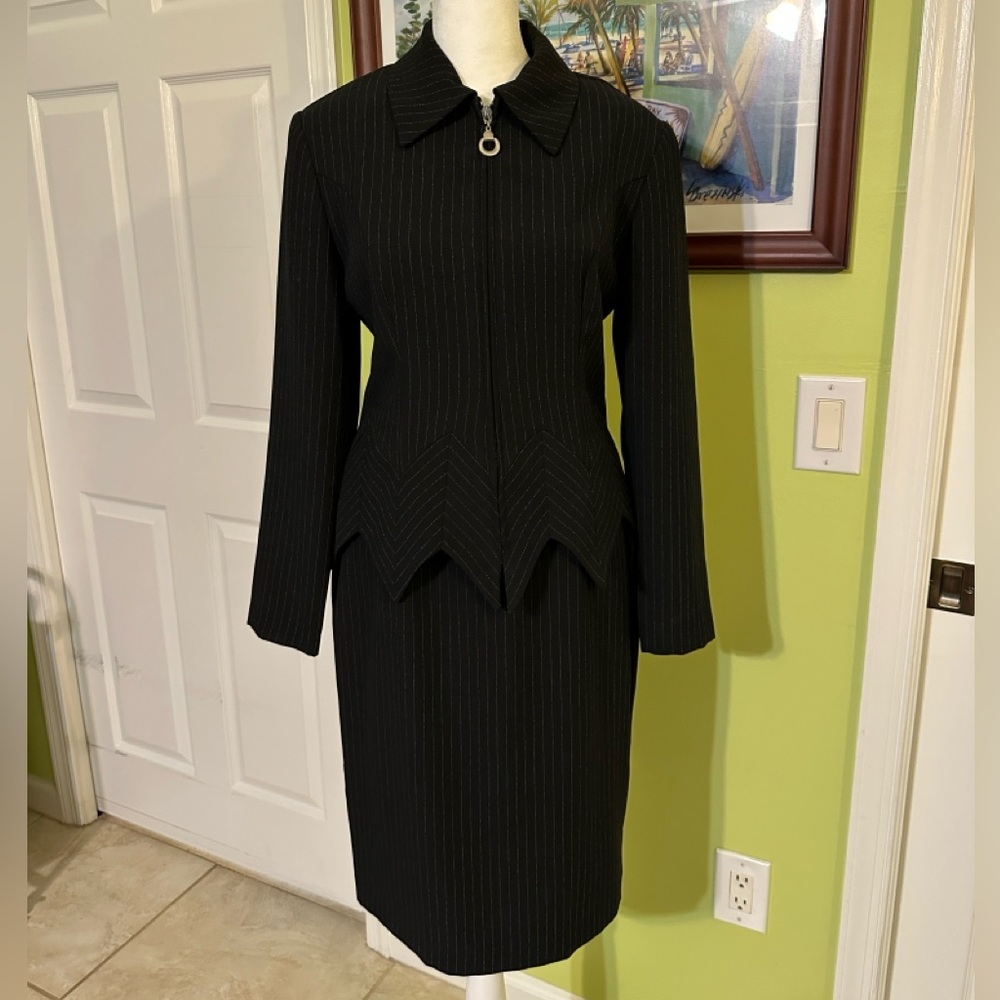 Vintage Joseph Ribkoff Pin Stripe Skirt and Matching Jacket - Picture 2 of 14